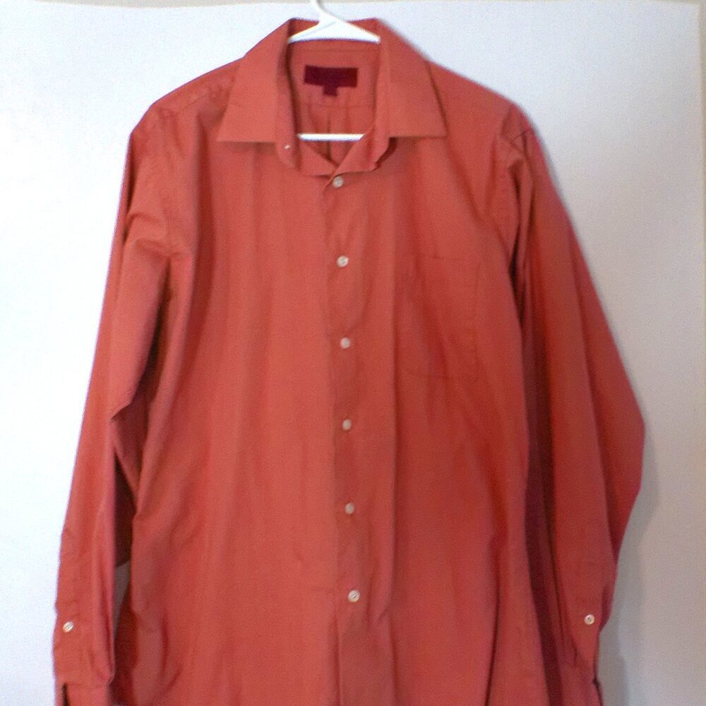 Bergamo New York Orange Dress Shirt – Men’s L – Fitted